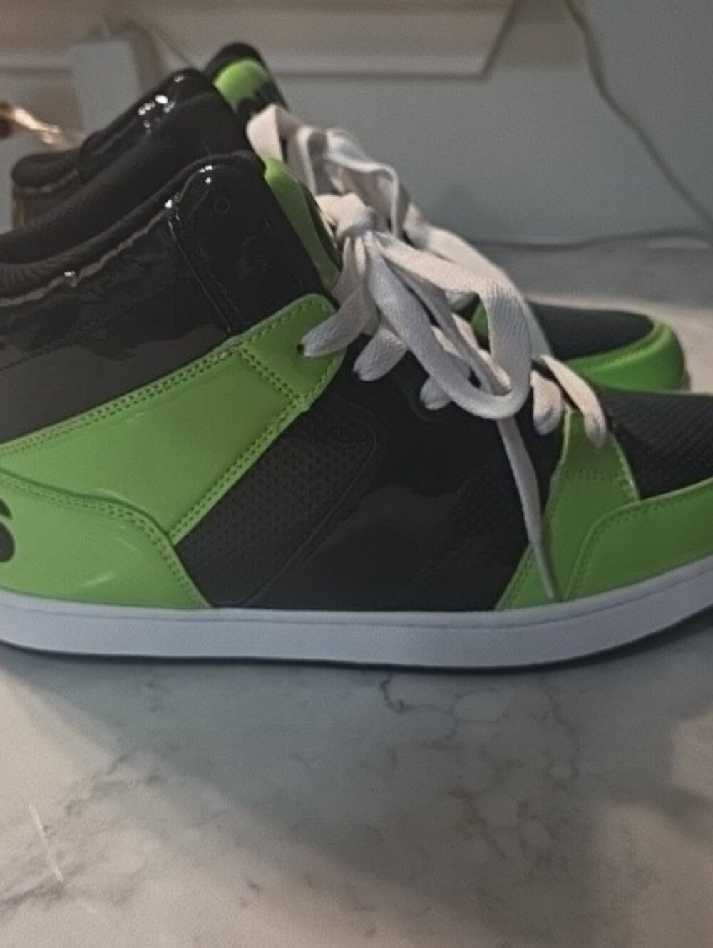 Osiris Kids High-Top Sneakers in Black and Neon Green